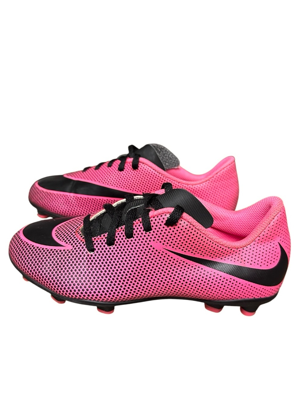 Nike Girls Bravata II Pink Black Soccer Cleats Lace Up Size 1 Youth